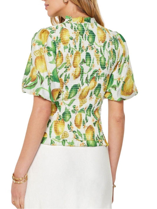 Blusa Elástica Estampada Manga Corta