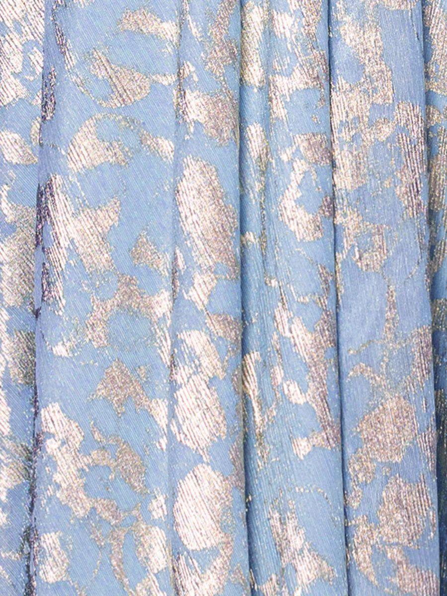 Vestido Largo Metálico con Manga Larga