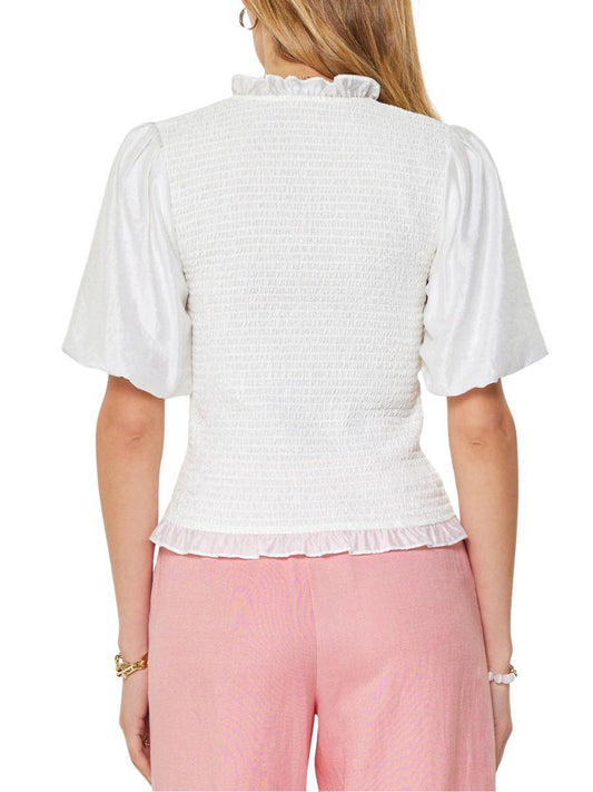 Blusa Blanca Smock Manga Globo