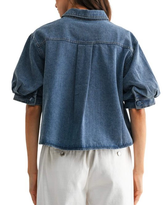 Blusa de Mezclilla Manga Globo