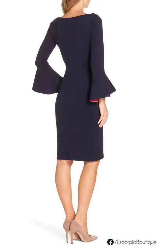 Vestido Corto tipo sweater con mangas campana - Escorpio Boutique