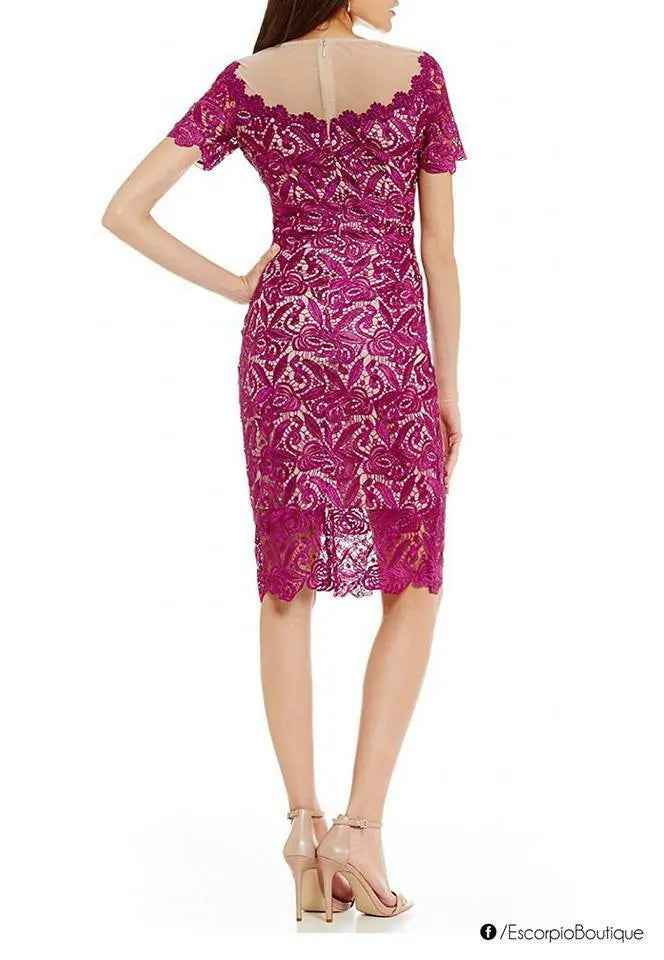 Vestido Corto de encaje manga corta - Escorpio Boutique