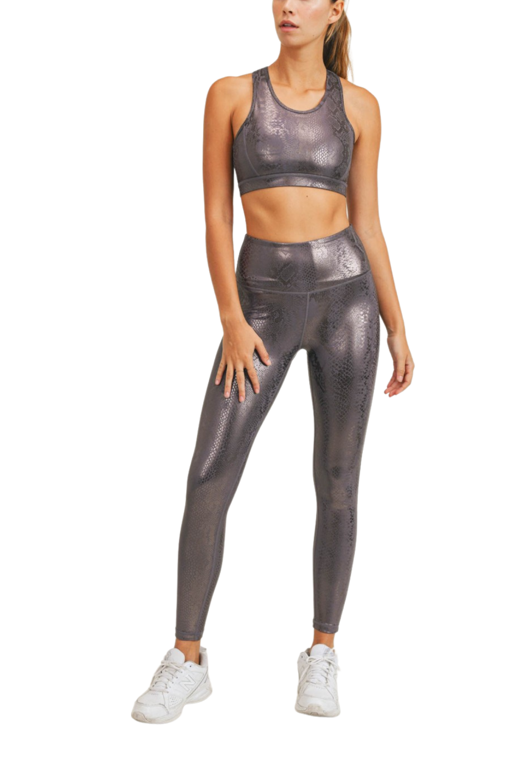 Legging metálico con control abdominal.