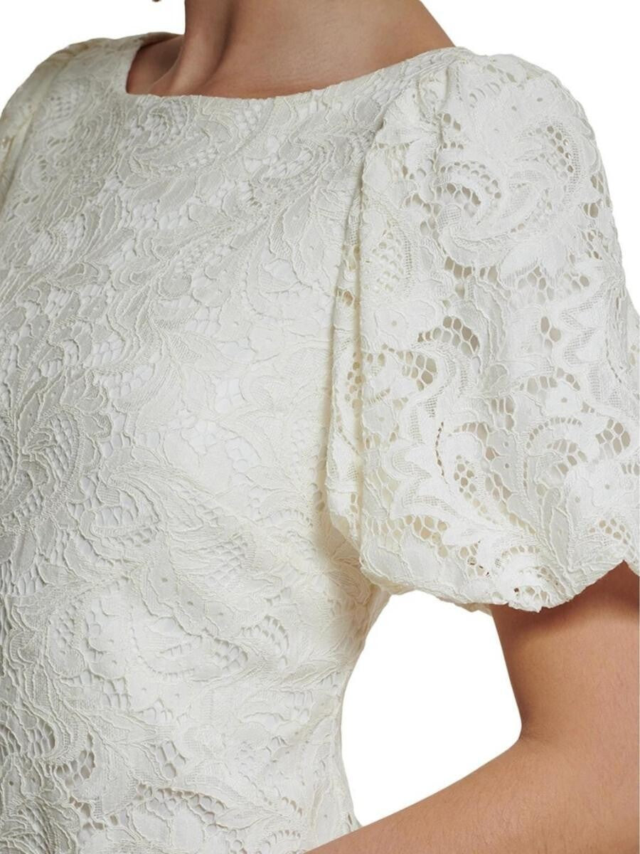 Vestido Corto de encaje con mangas abullonadas