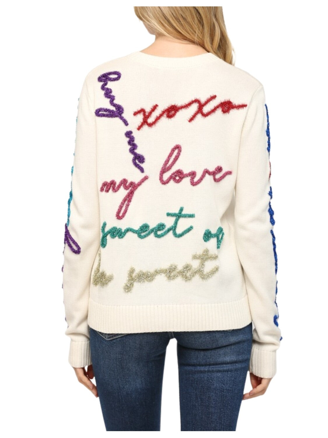 Sweater de manga larga con bordado metálico.