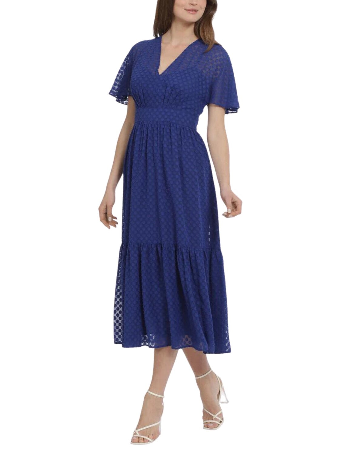 Vestido Midi de manga corta con lunares.