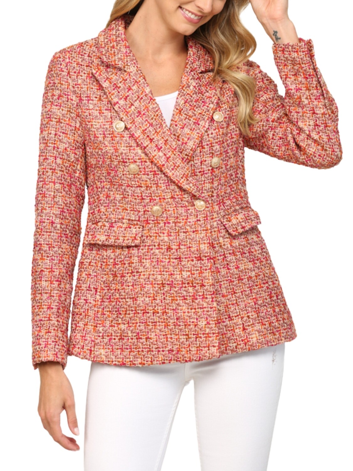 Saco cruzado de tweed.