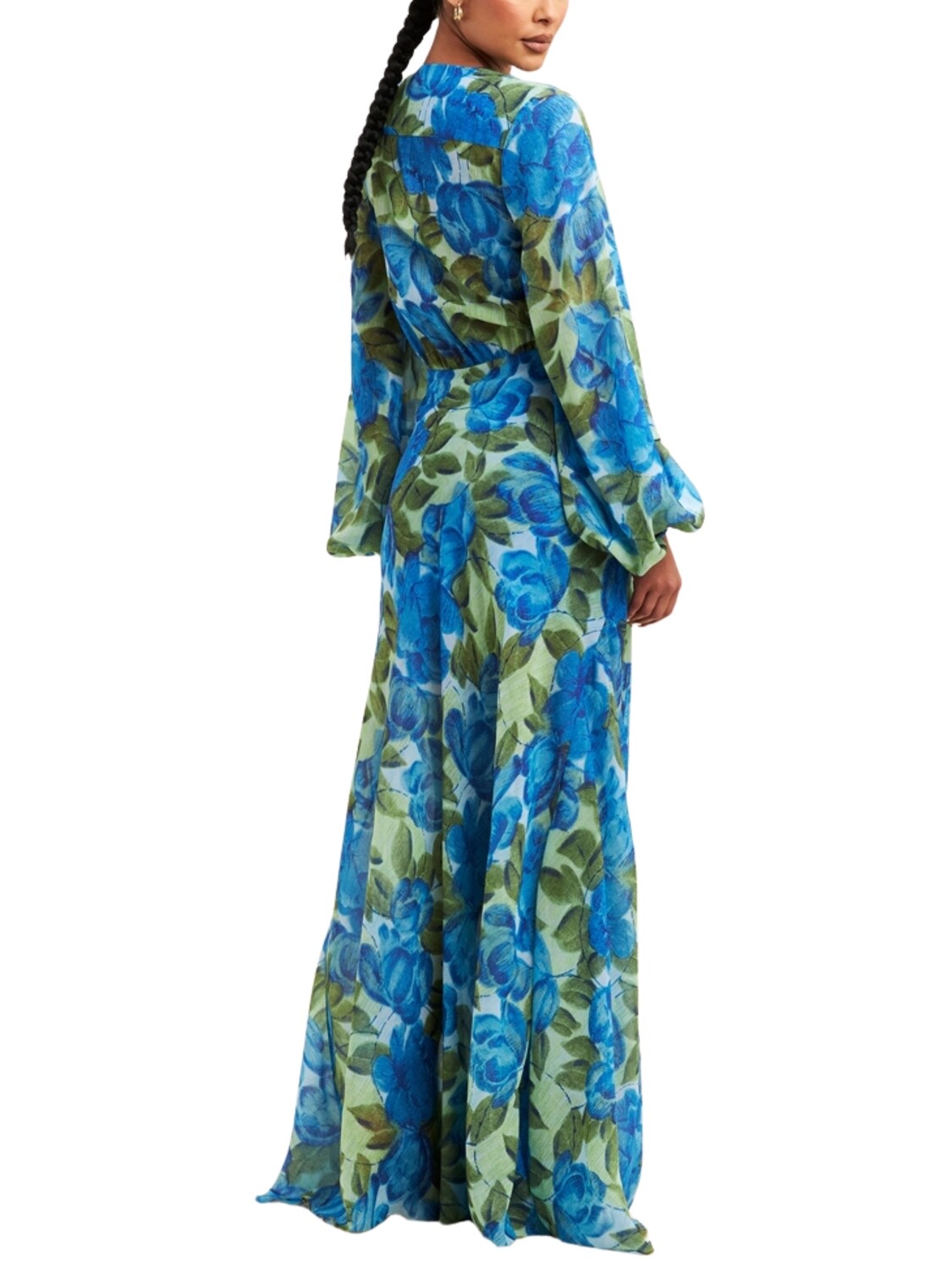 Maxi vestido floreado con manga larga