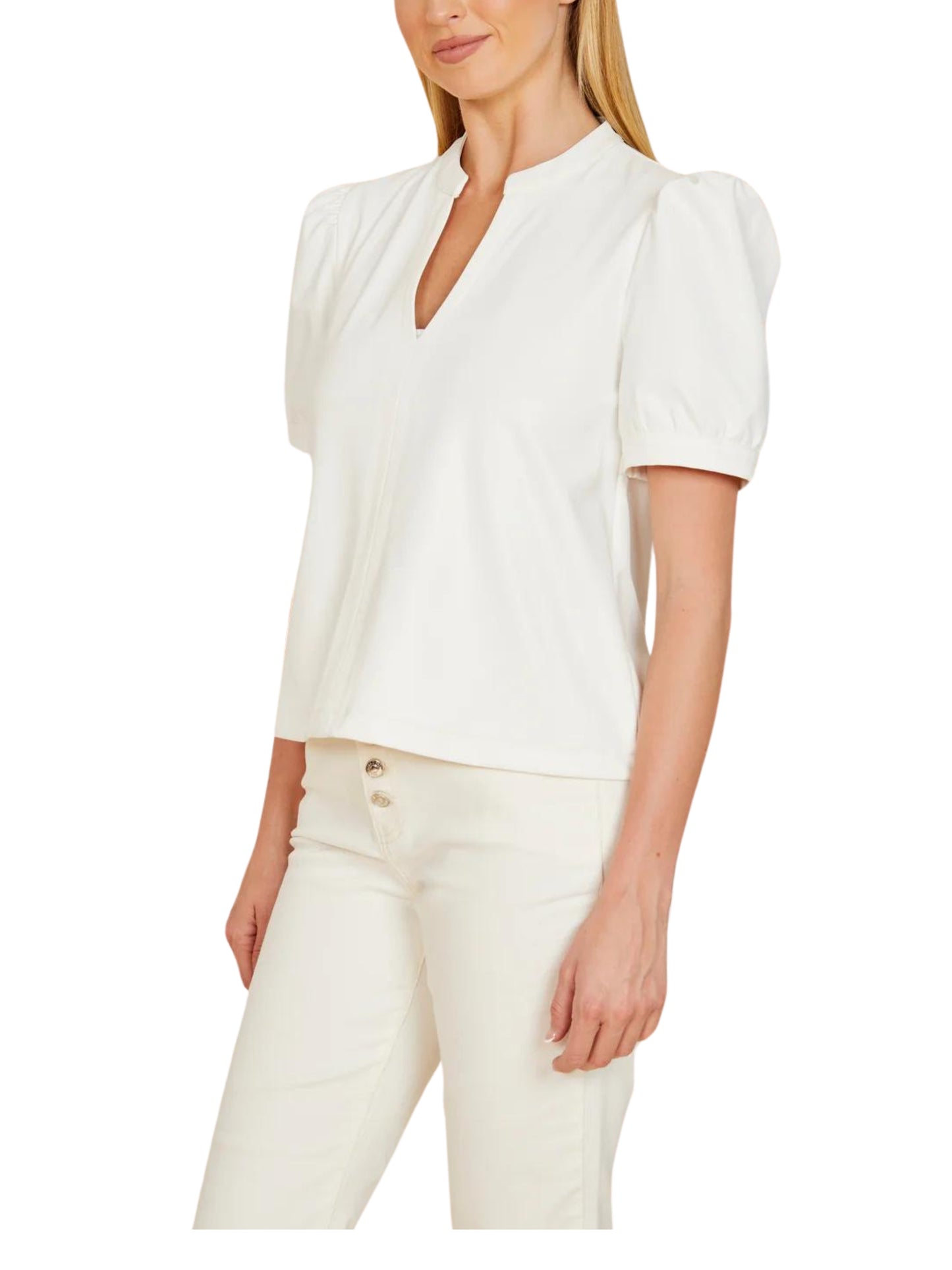 Blusa de manga corta en piel vegana