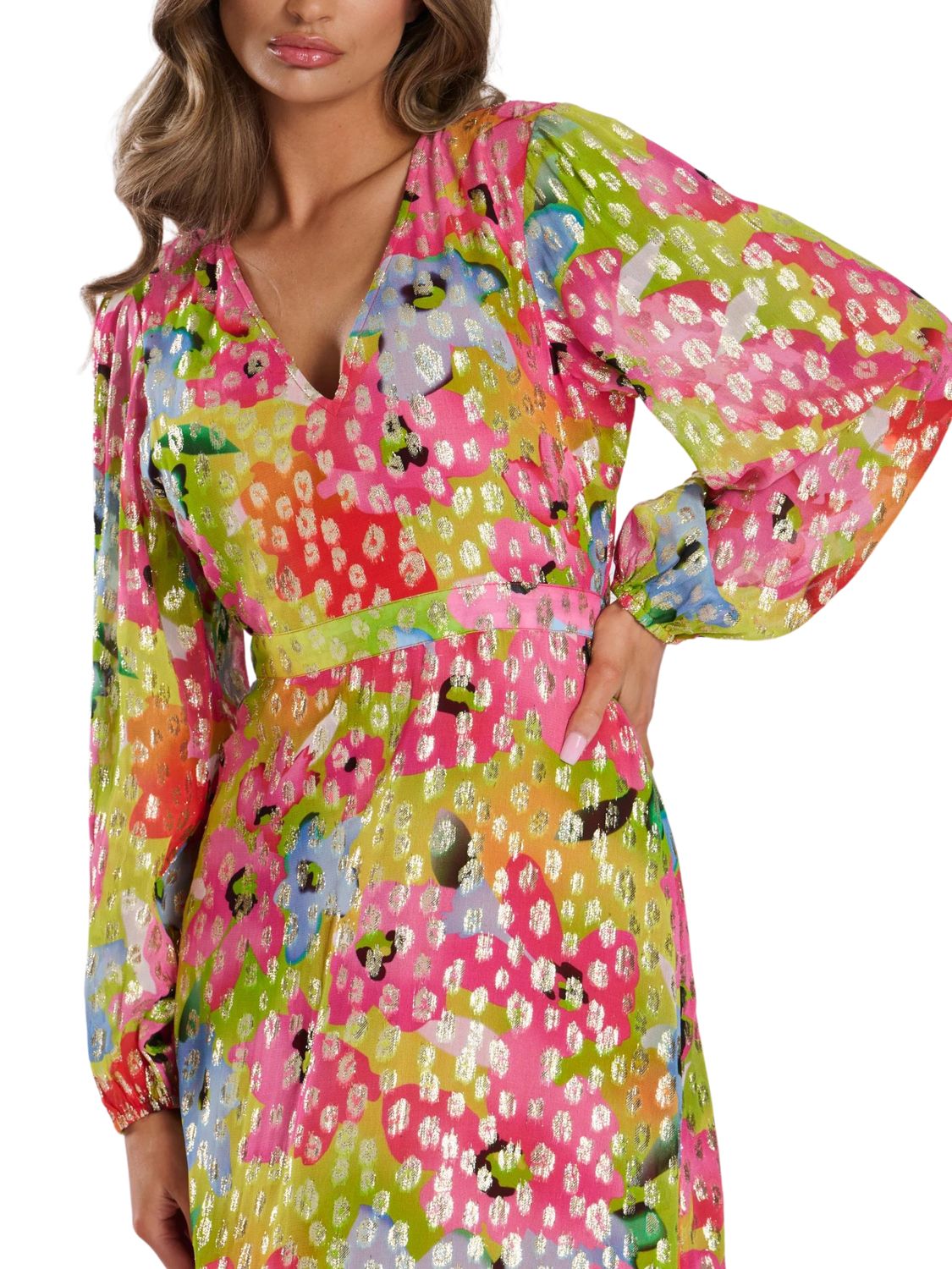 Maxi vestido manga globo