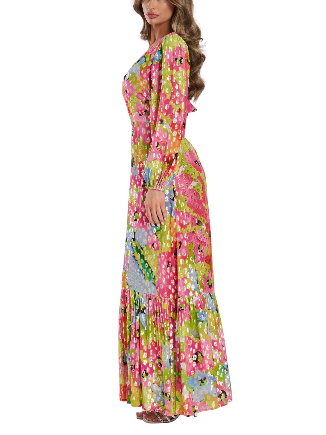 Maxi vestido manga globo