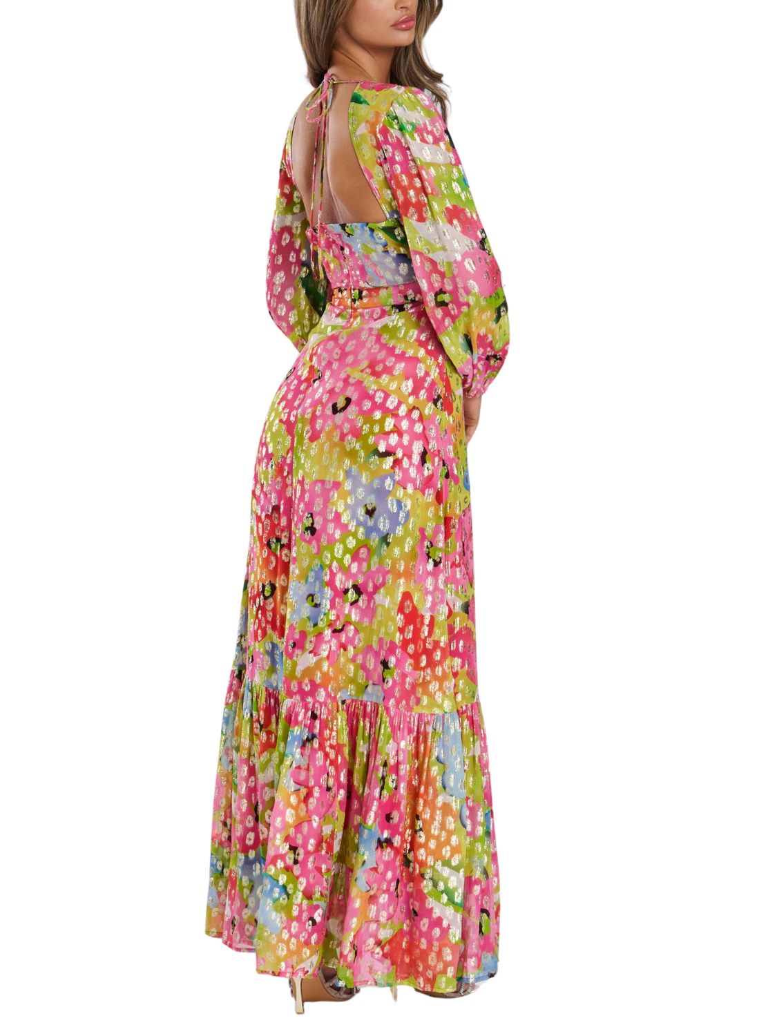 Maxi vestido manga globo
