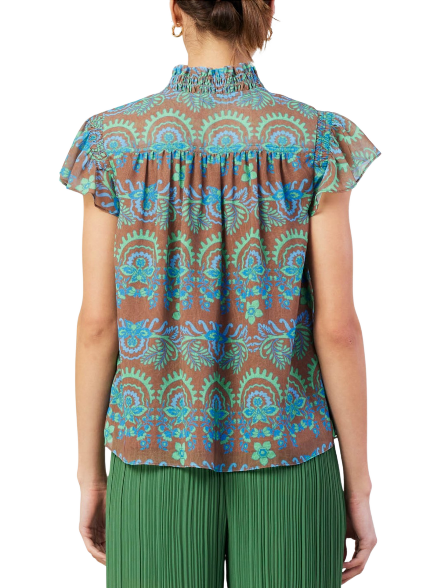 Blusa de manga plisada