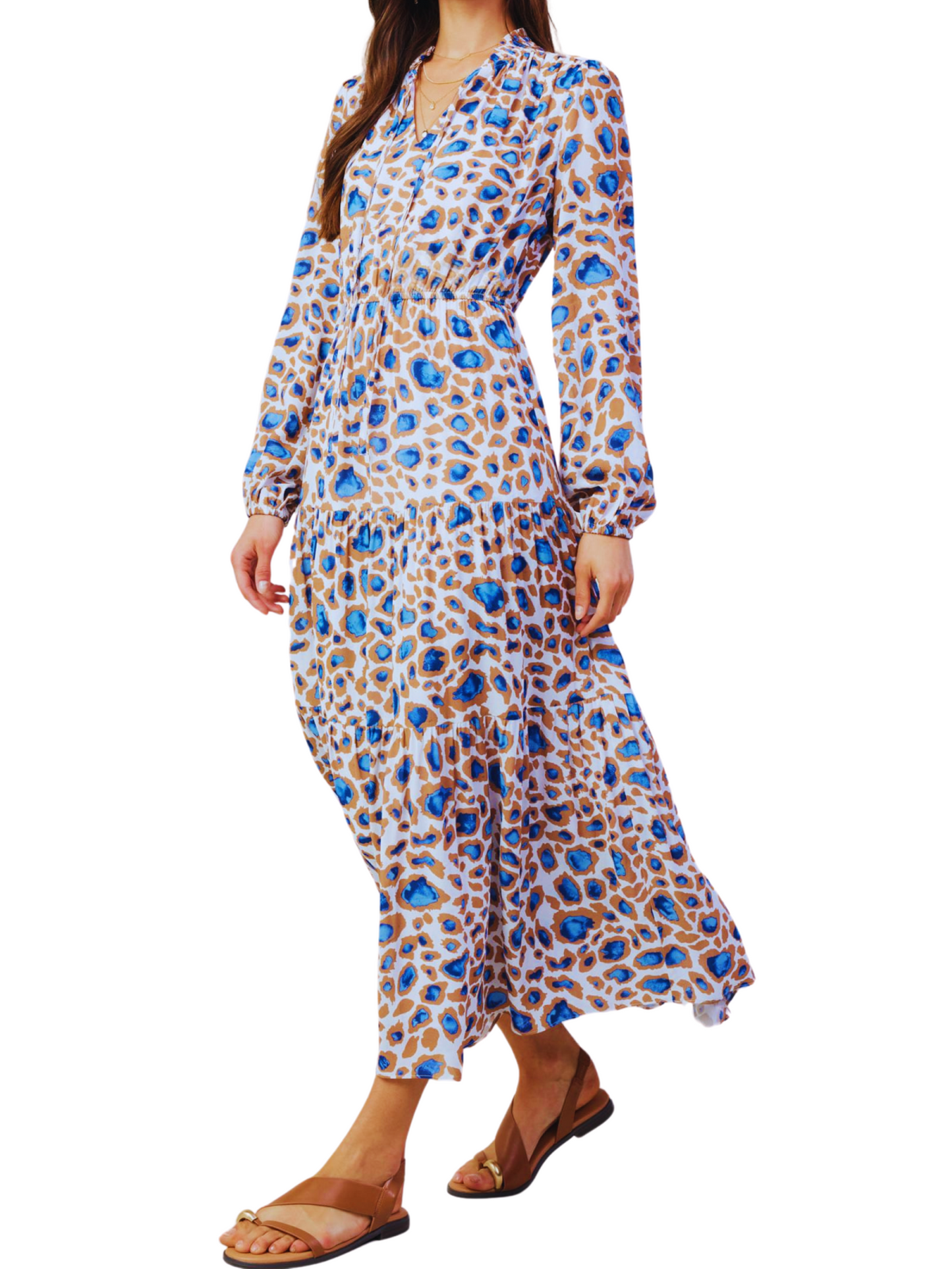 Maxi vestido con print de leopardo