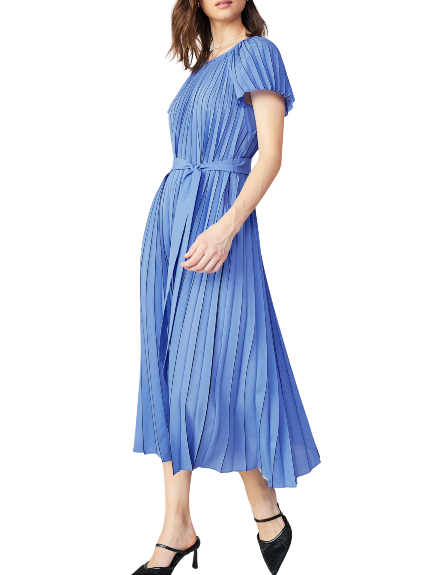 Vestido midi plisado de manga japonesa