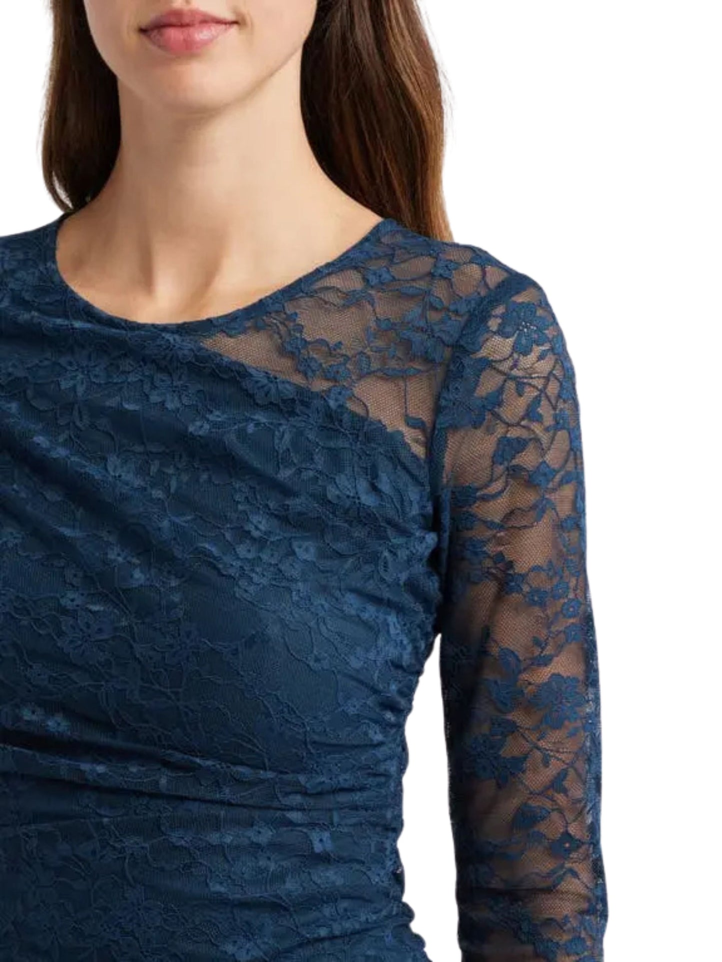 Vestido corto asimétrico de encaje