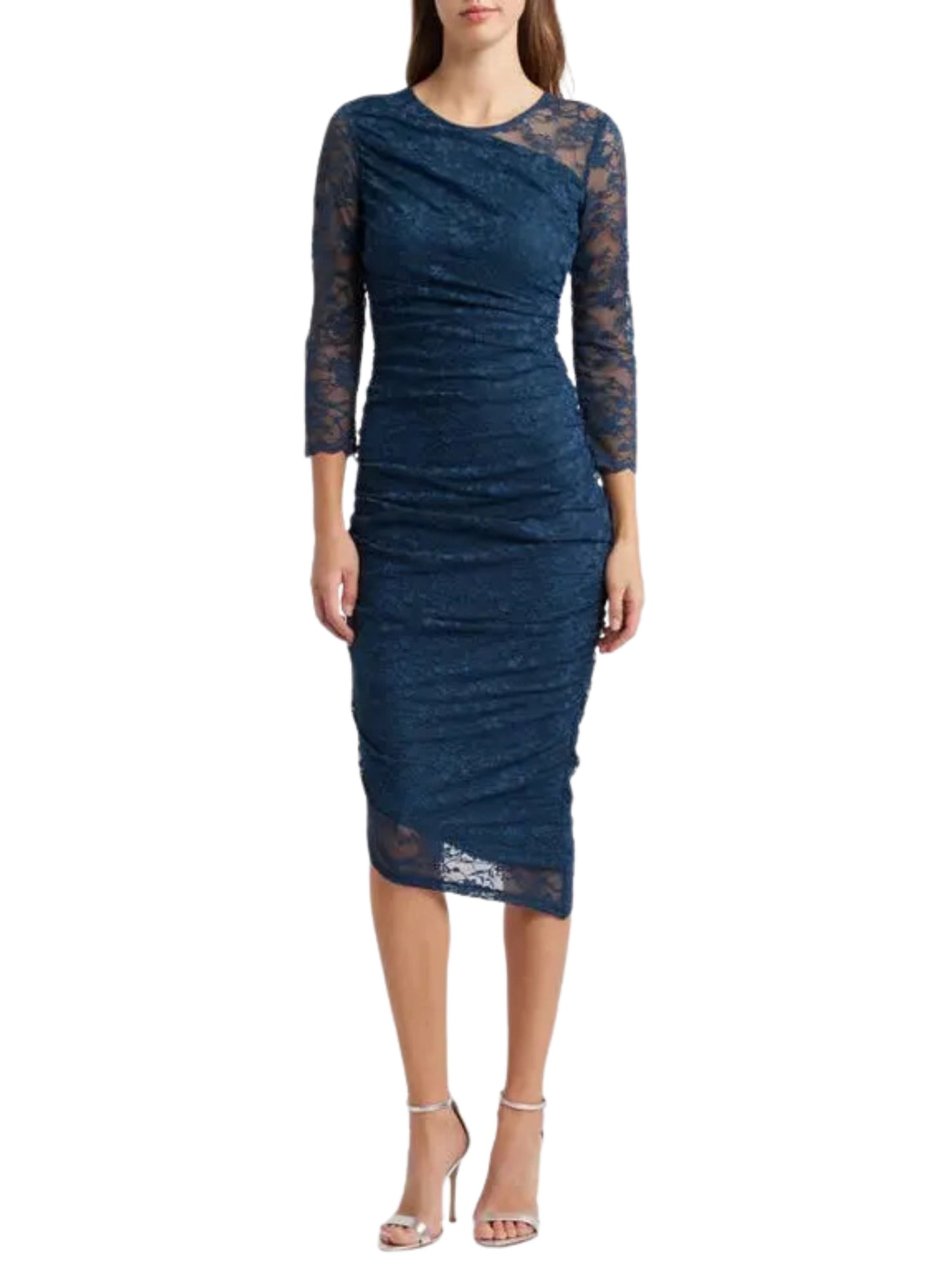 Vestido corto asimétrico de encaje