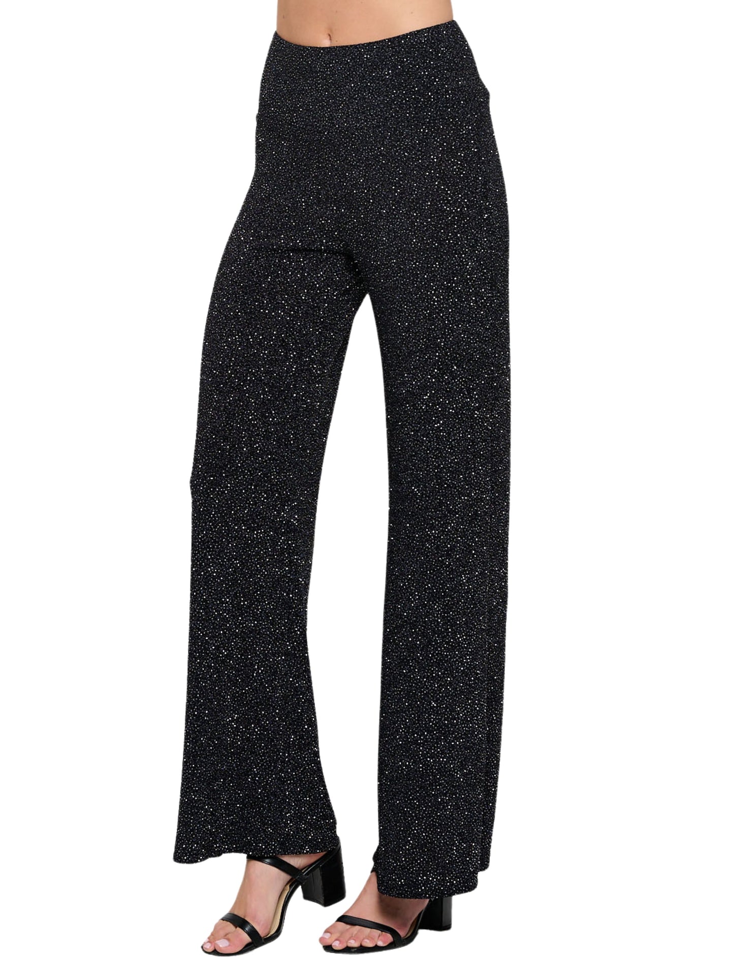 Pantalón de gliter con pierna amplia