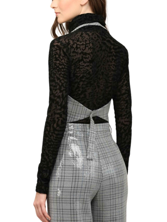 Conjunto de chaleco y pantalón en tartán con lentejuela traslúcida. - Escorpio Boutique