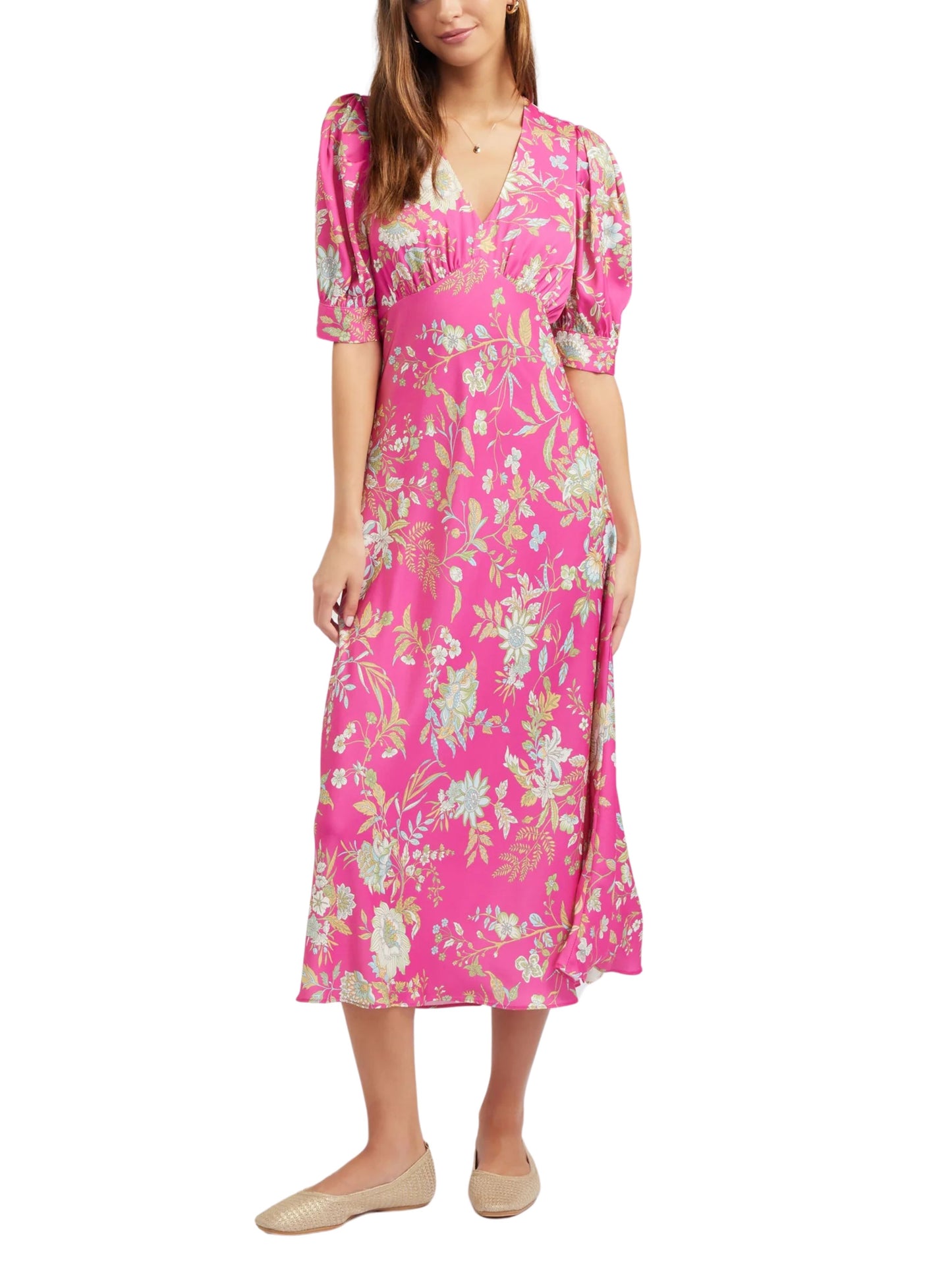 Vestido midi manga corta