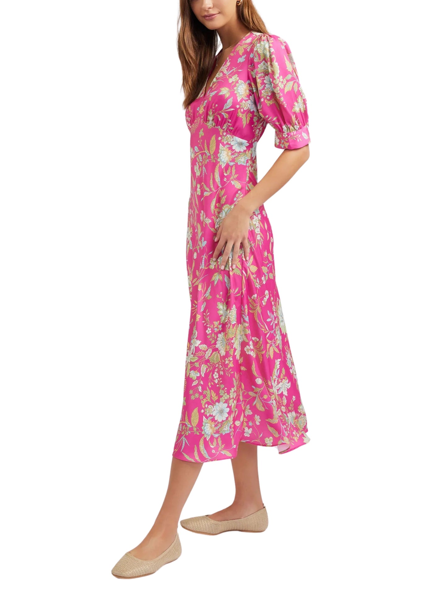 Vestido midi manga corta
