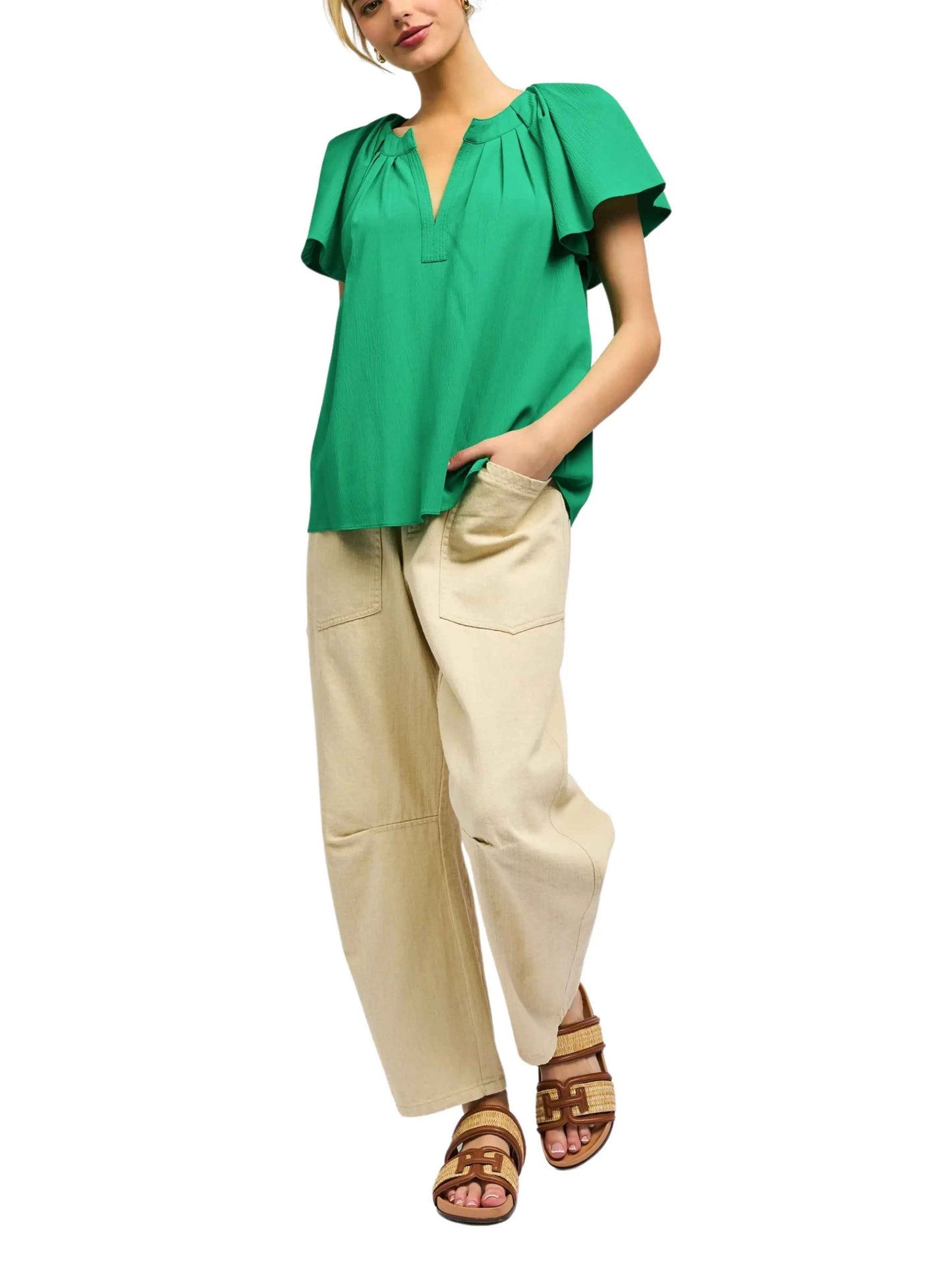 Blusa de manga corta plisada - Escorpio Boutique