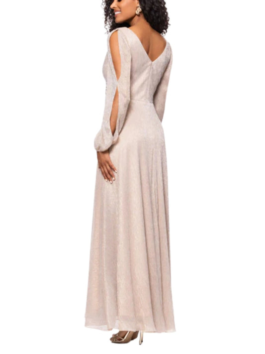 Vestido largo metálico de manga larga - Escorpio Boutique