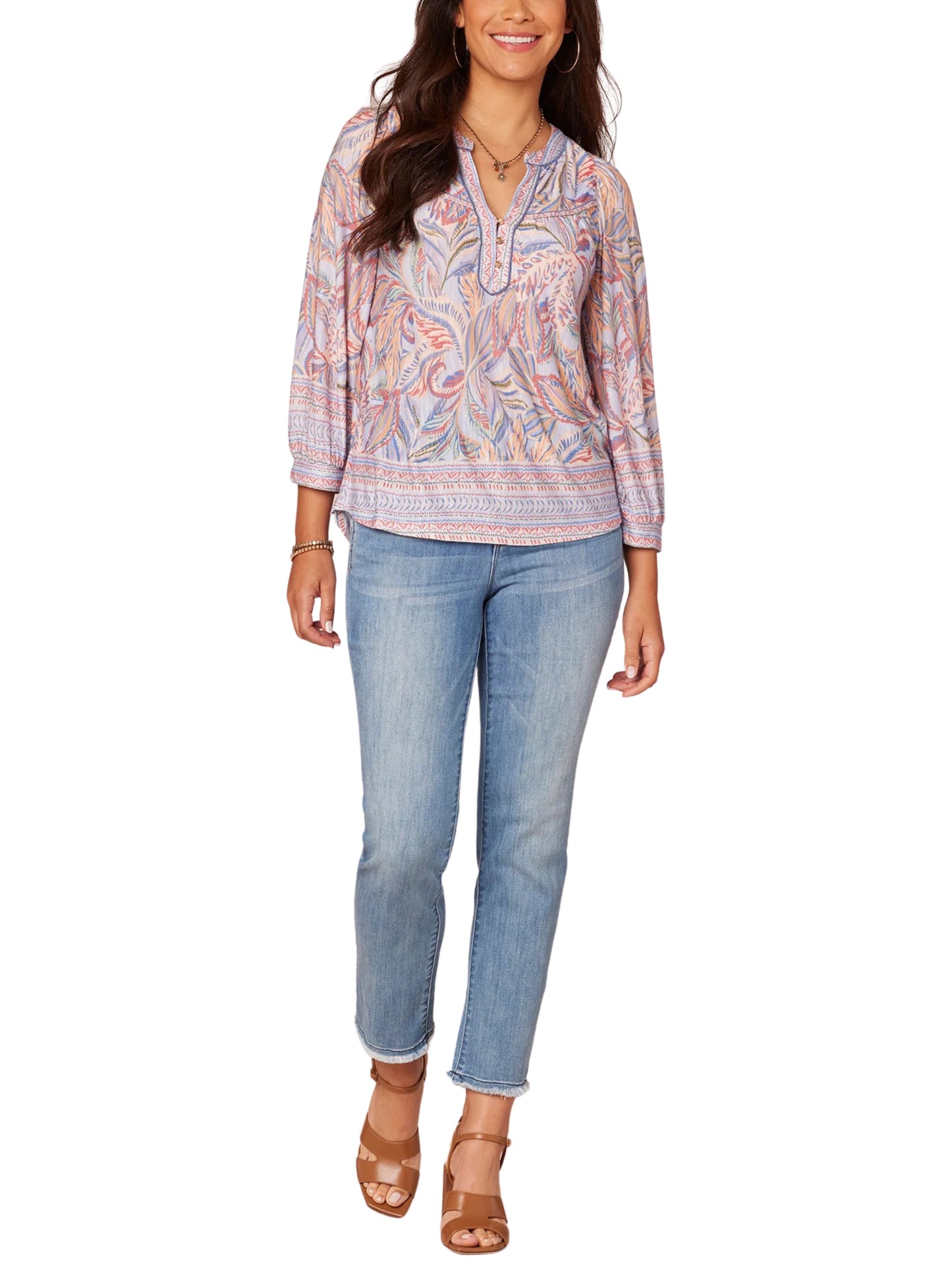 Blusa de manga 3/4 multicolor
