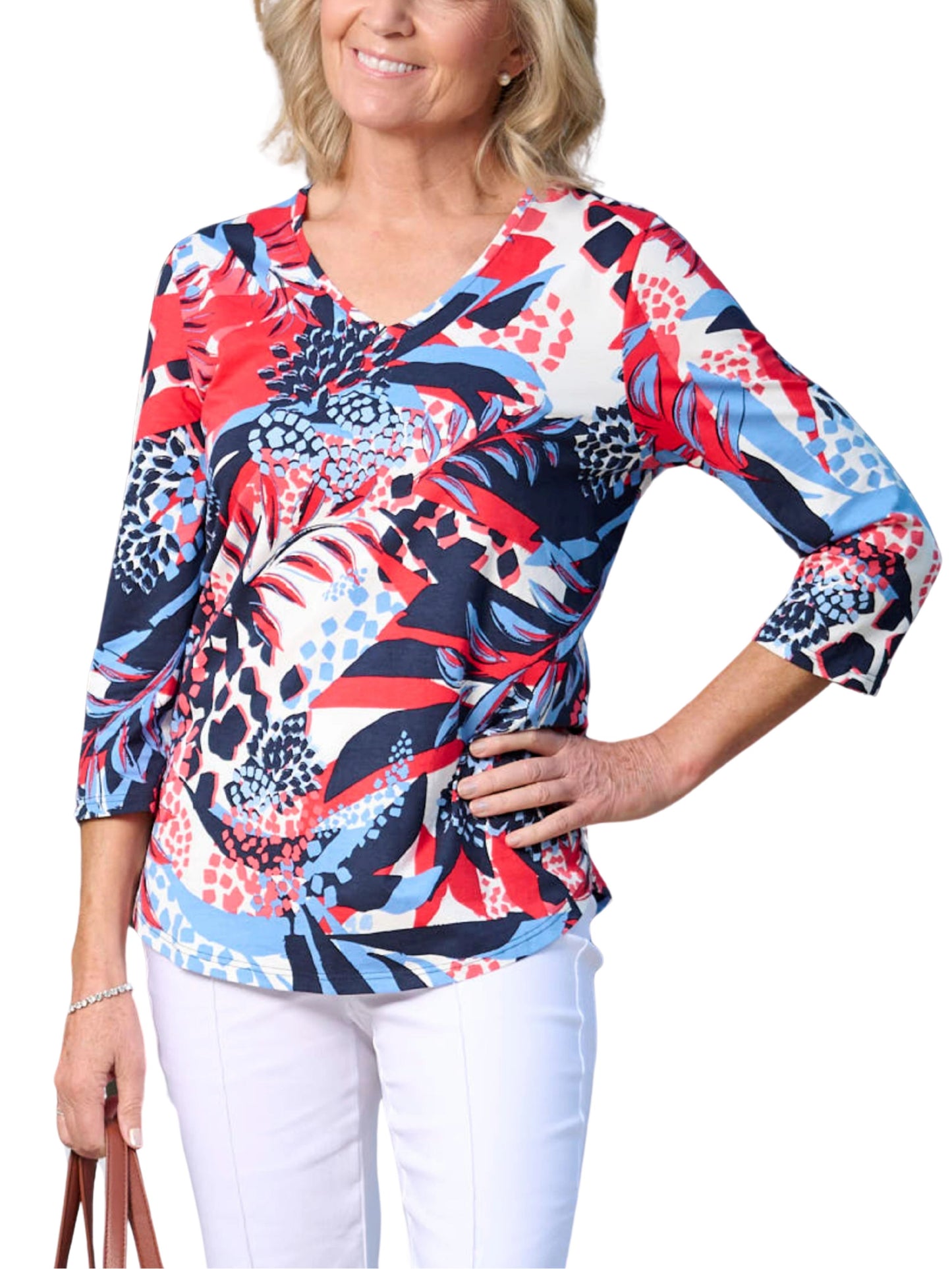 Blusa en jersey de manga 3/4