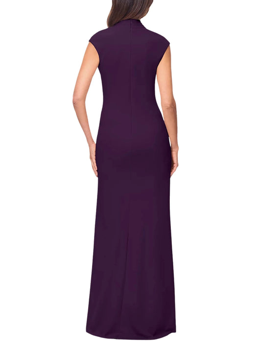 Vestido largo manga corta drapeado lateral - Escorpio Boutique