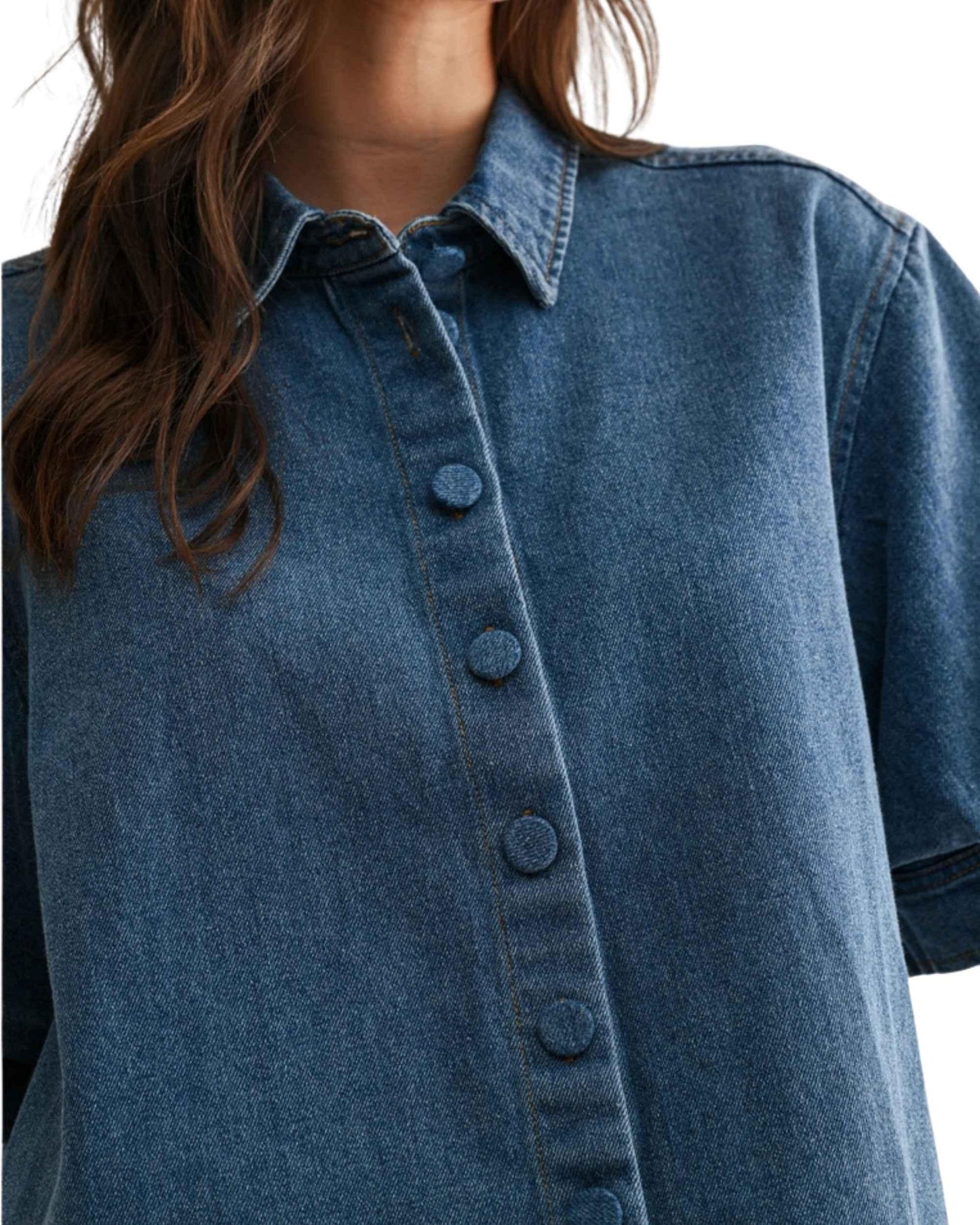 Blusa de Mezclilla Manga Globo