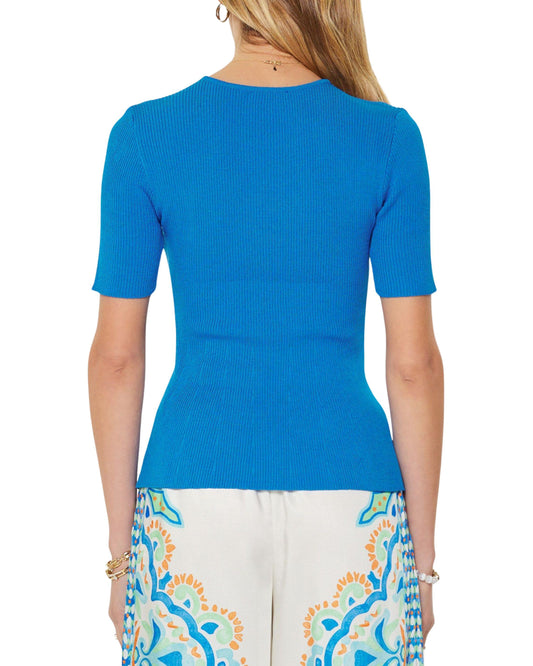 Blusa de Punto Azul Tejido Canalé