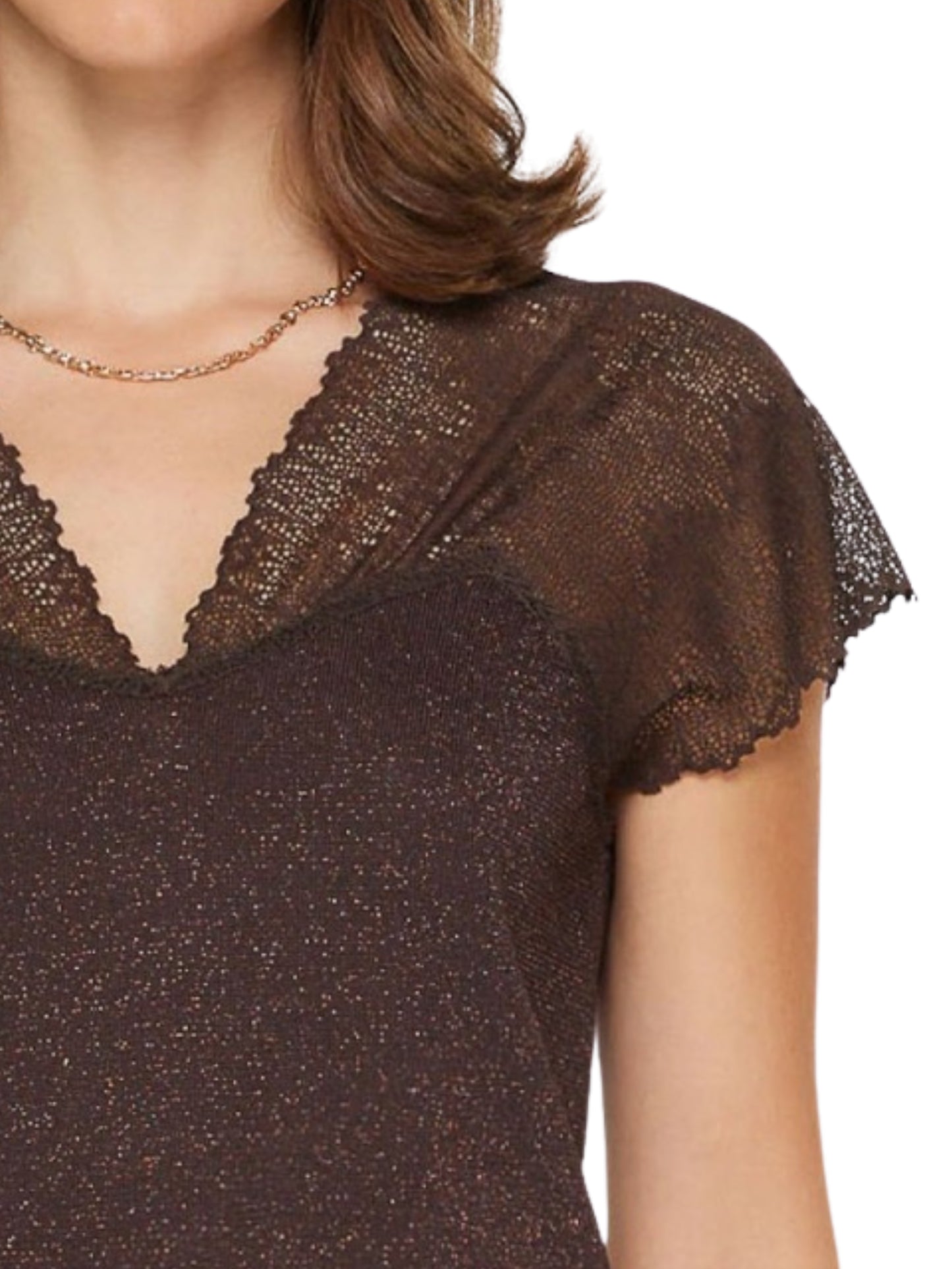 Detalle de blusa metálica punto cuello Escoripio boutique