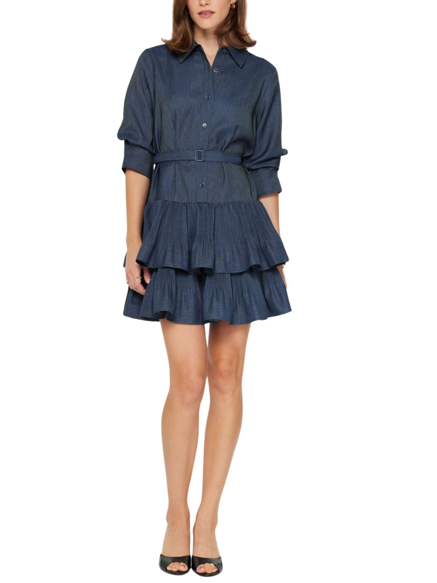 Vestido Corto de Mezclilla con Olanes - Escorpio Boutique