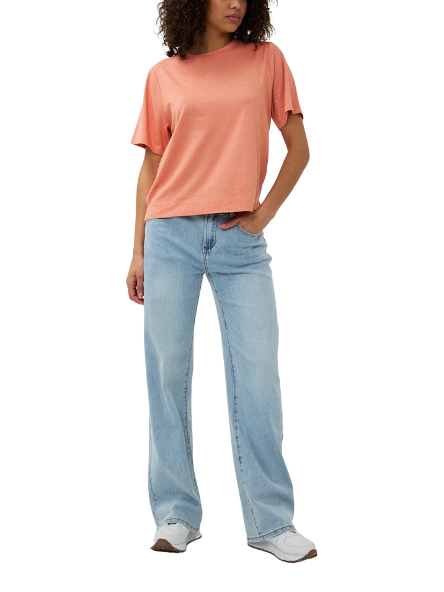 Blusa metálica de manga corta