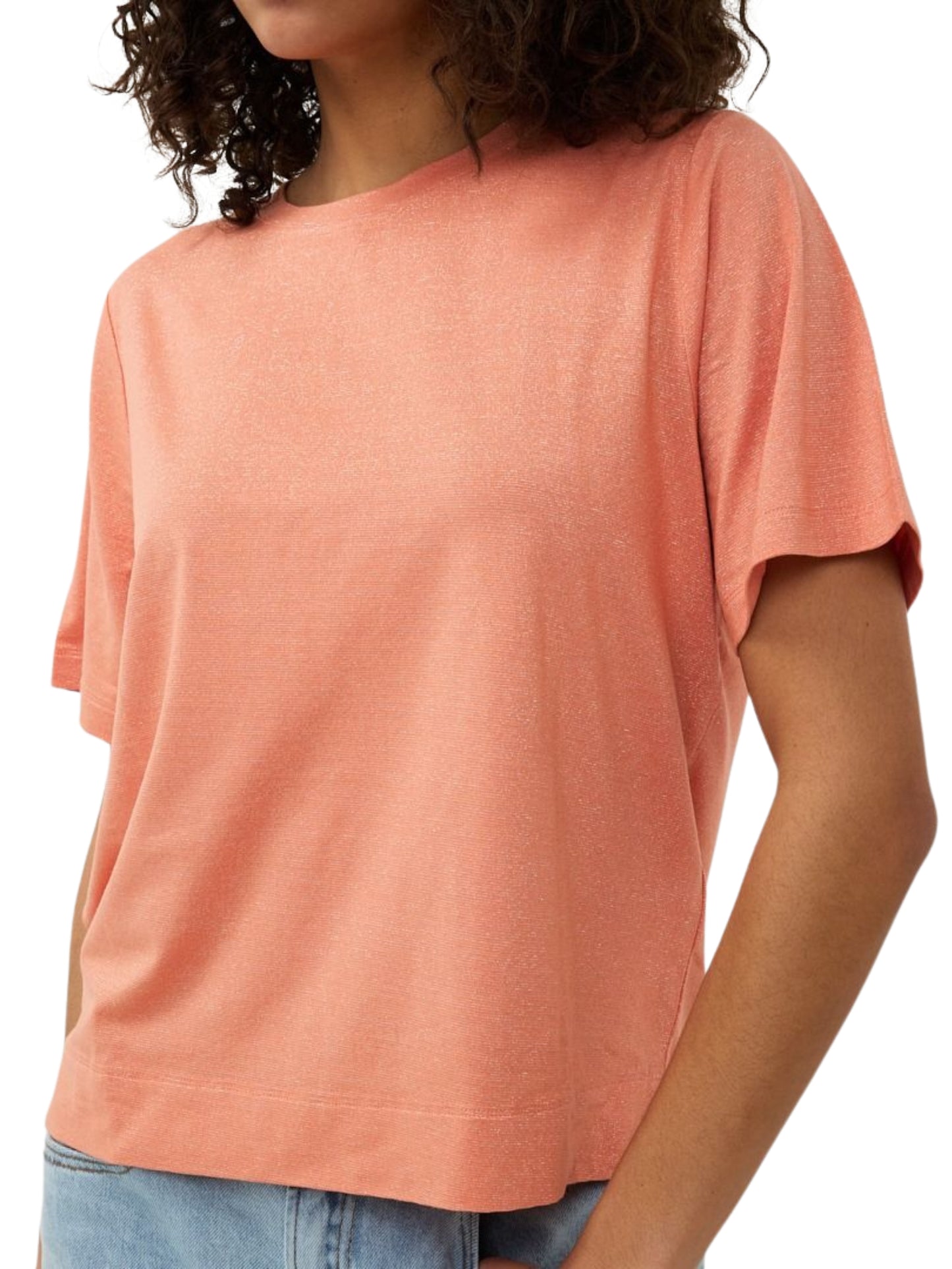 Blusa metálica de manga corta