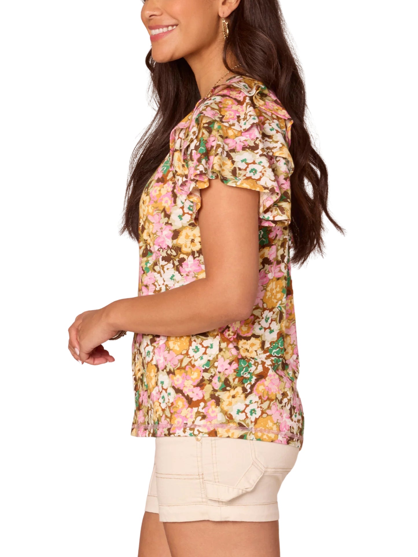 Blusa de manga corta con olanes.