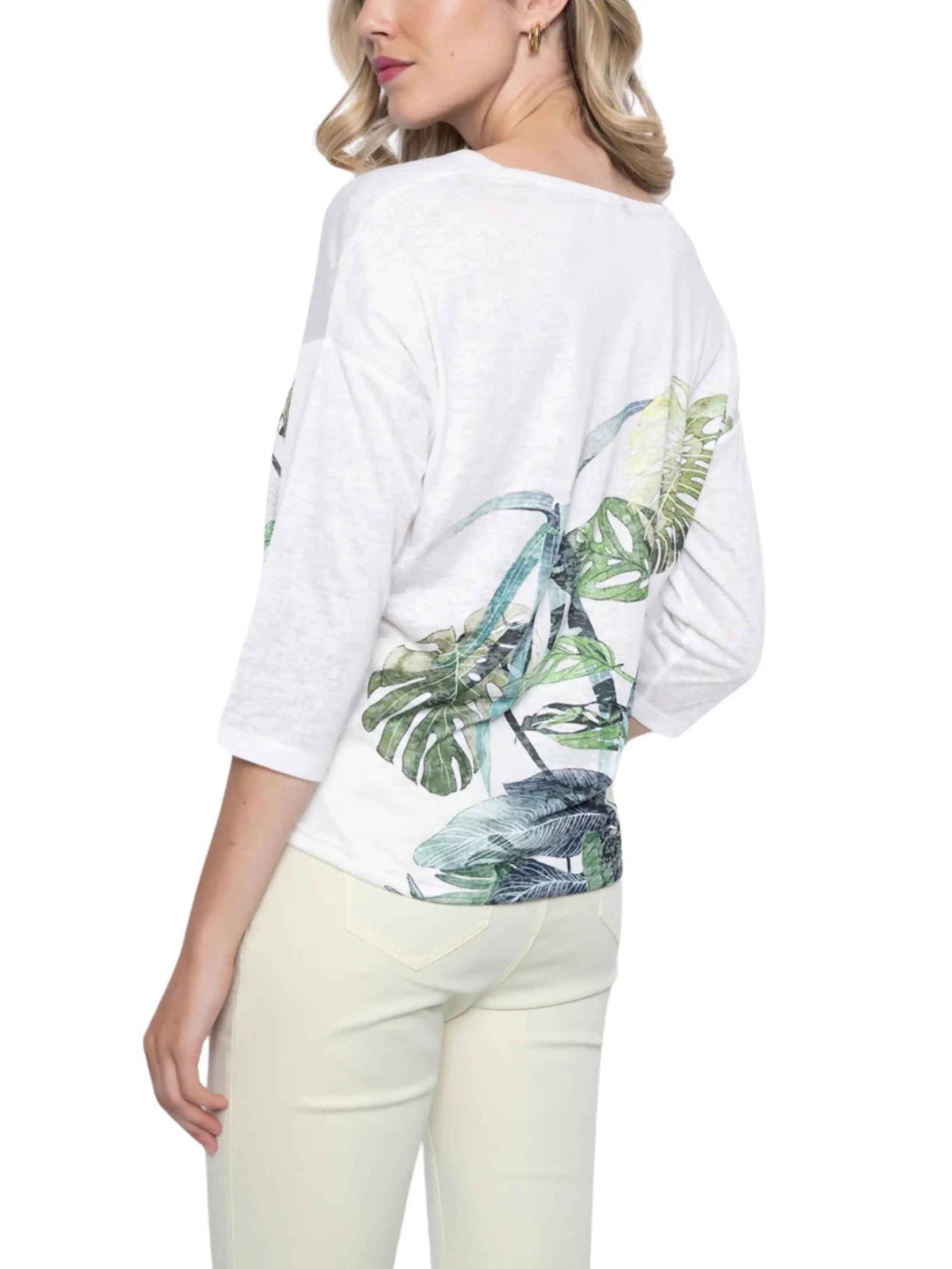 Blusa de manga 3/4 con cristales. - Escorpio Boutique