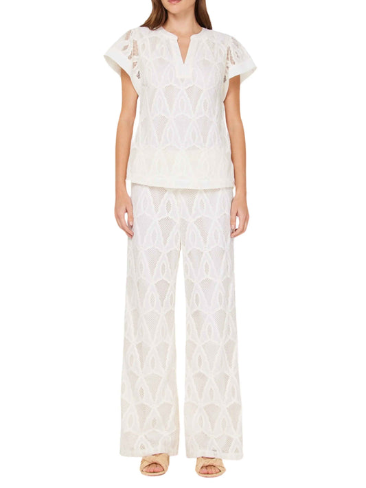 Set de blusa de manga corta y pantalón en crochet - Escorpio Boutique