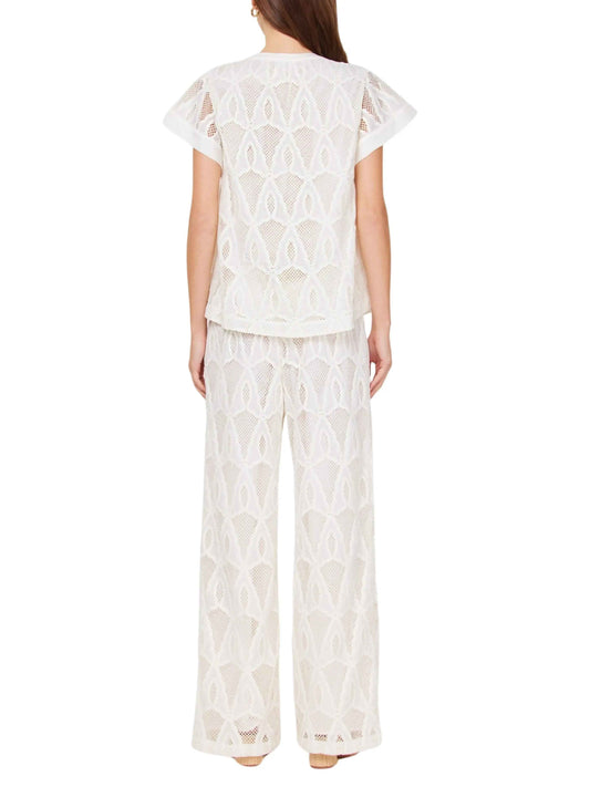 Set de blusa de manga corta y pantalón en crochet - Escorpio Boutique