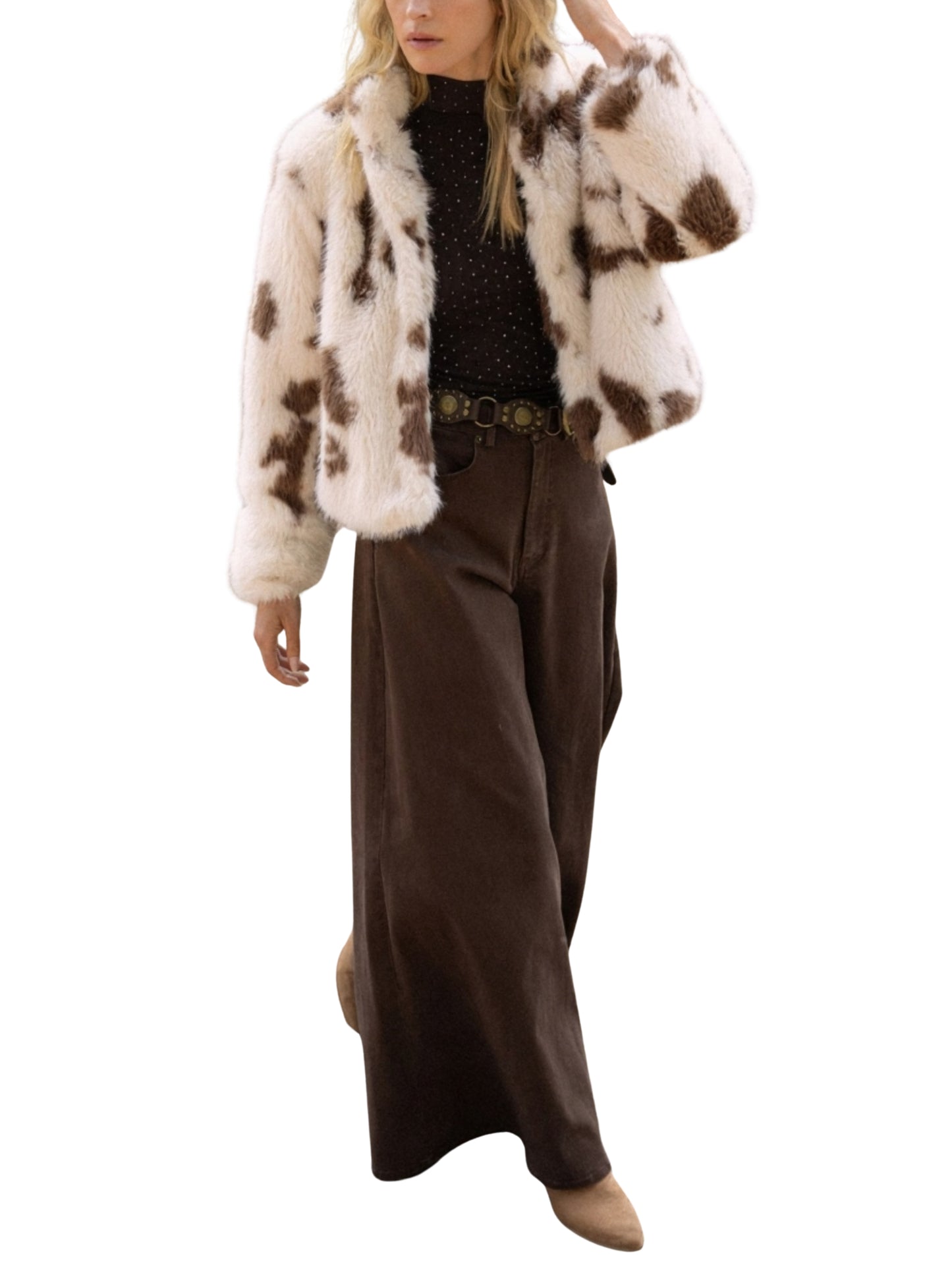 Chaqueta afelpada print vaca