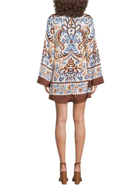 Vestido Corto en Satin Manga Campana - Escorpio Boutique