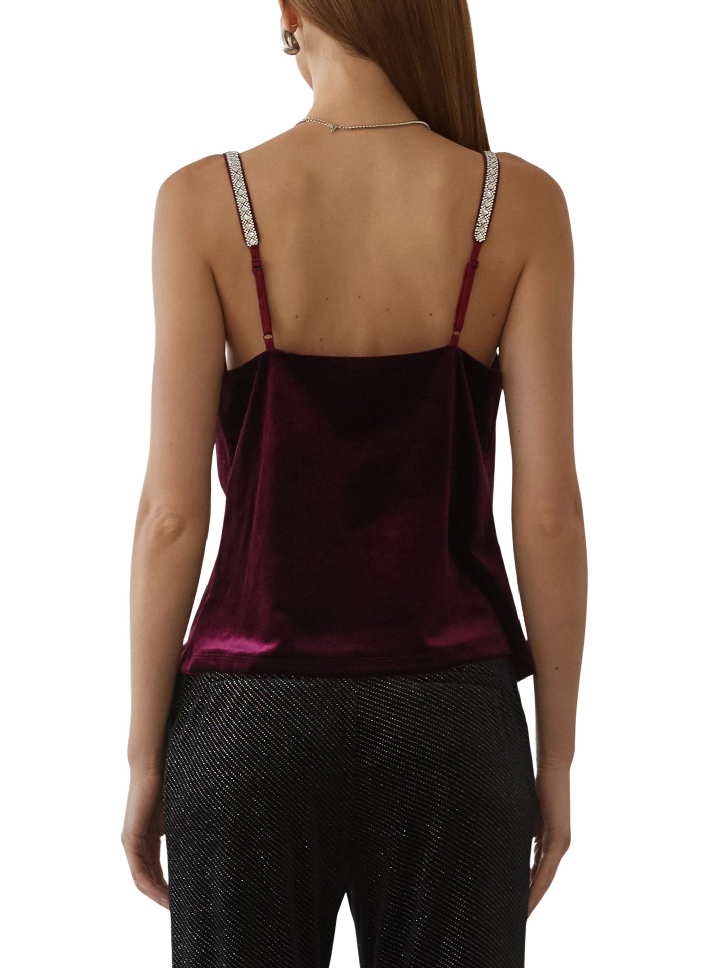 Blusa de terciopelo con tirantes de cristal - Escorpio Boutique