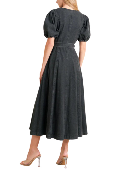 Vestido Midi de Mezclilla con Cinturón. - Escorpio Boutique