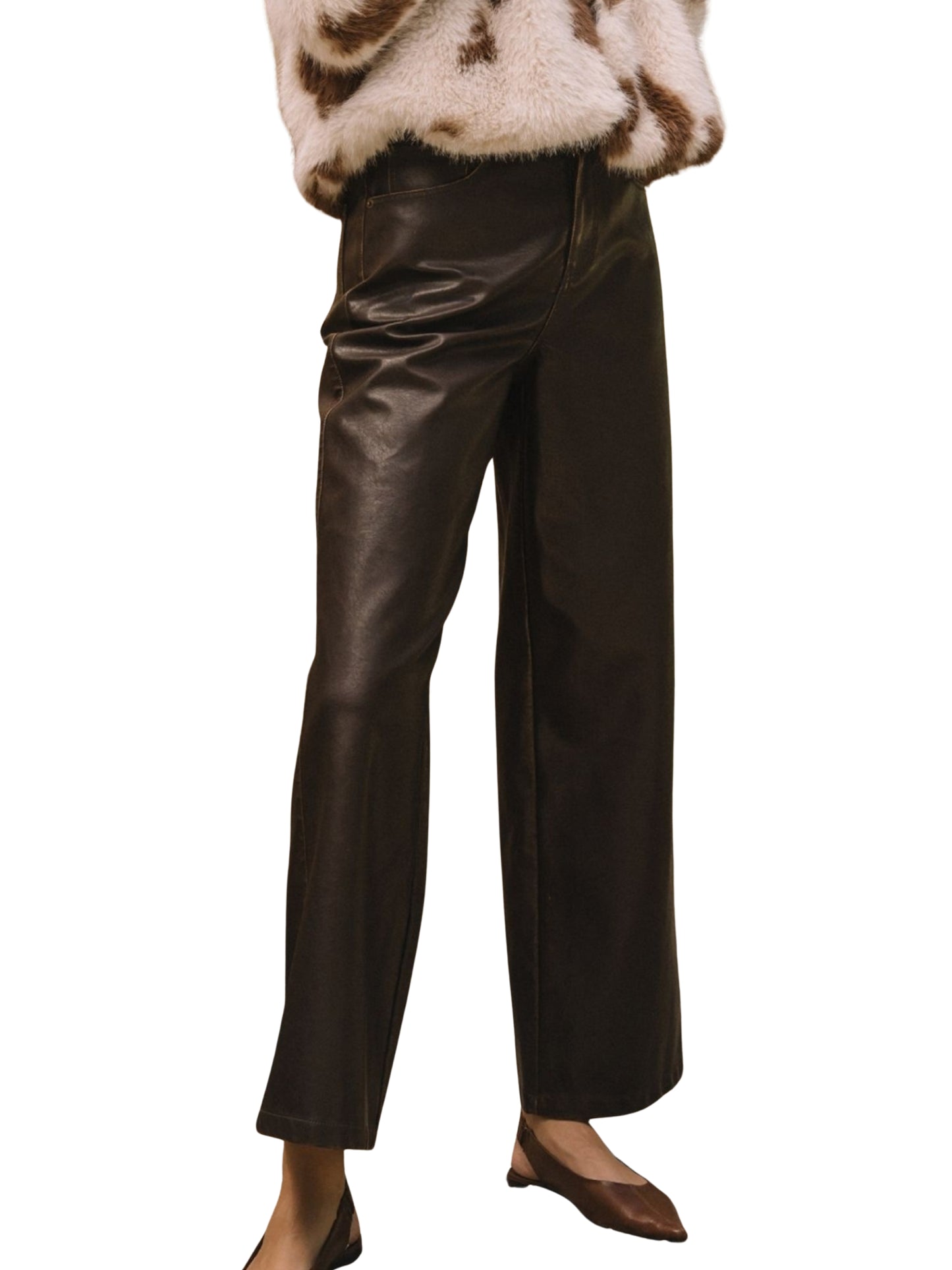 Pantalón de Pierna Ancha Piel Vegana