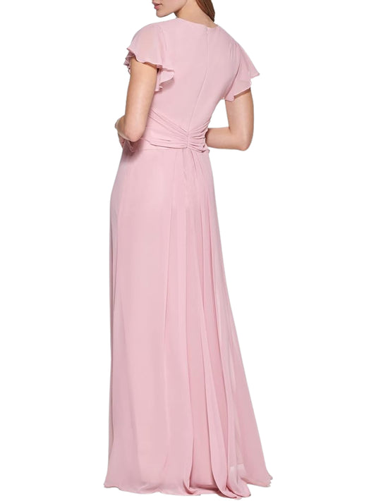 Vestido Largo Manga Corta en Gasa - Escorpio Boutique