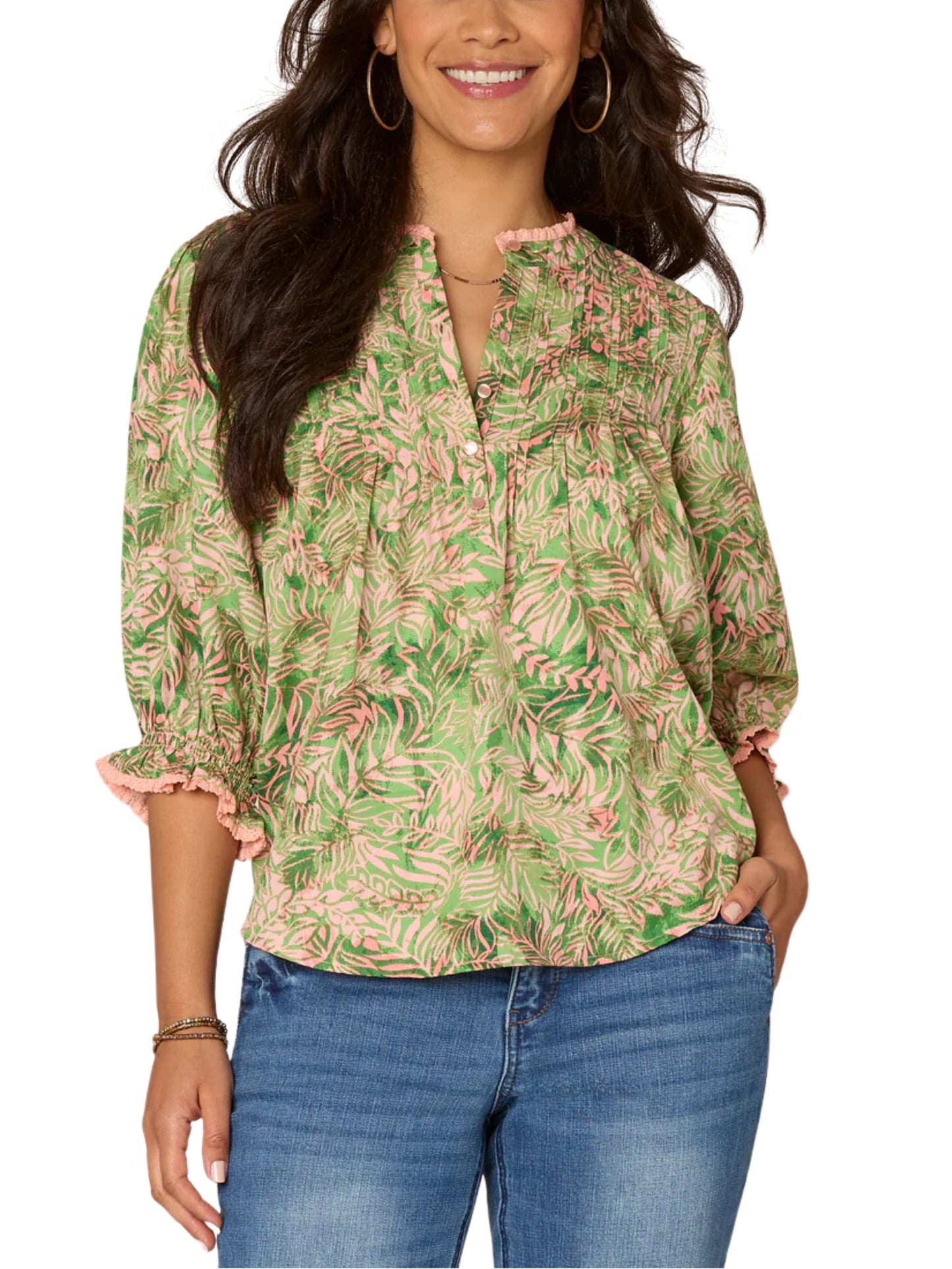 Blusa holgada de manga 3/4