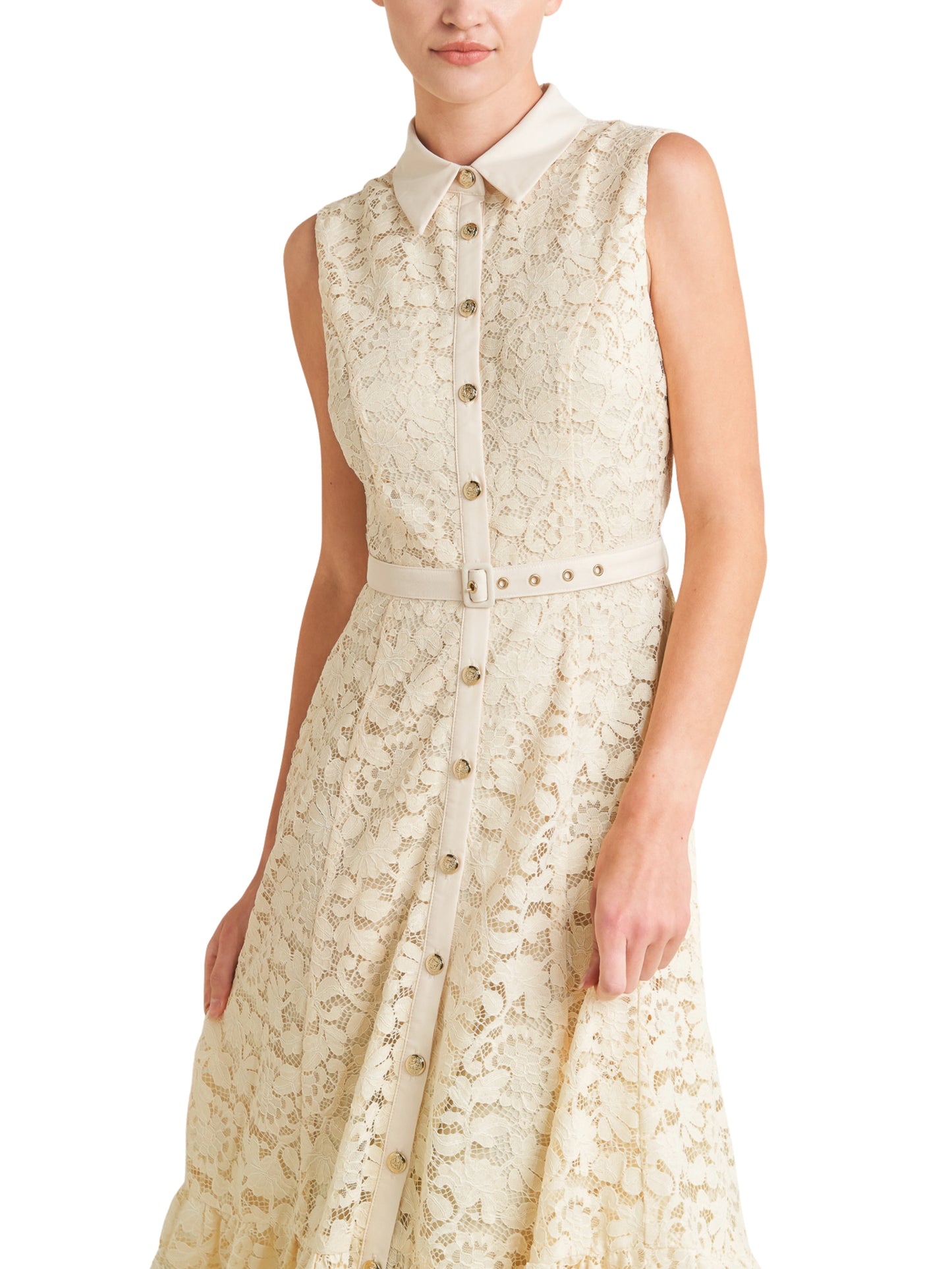 Vestido Midi de Encaje Sin Manga - Escorpio Boutique