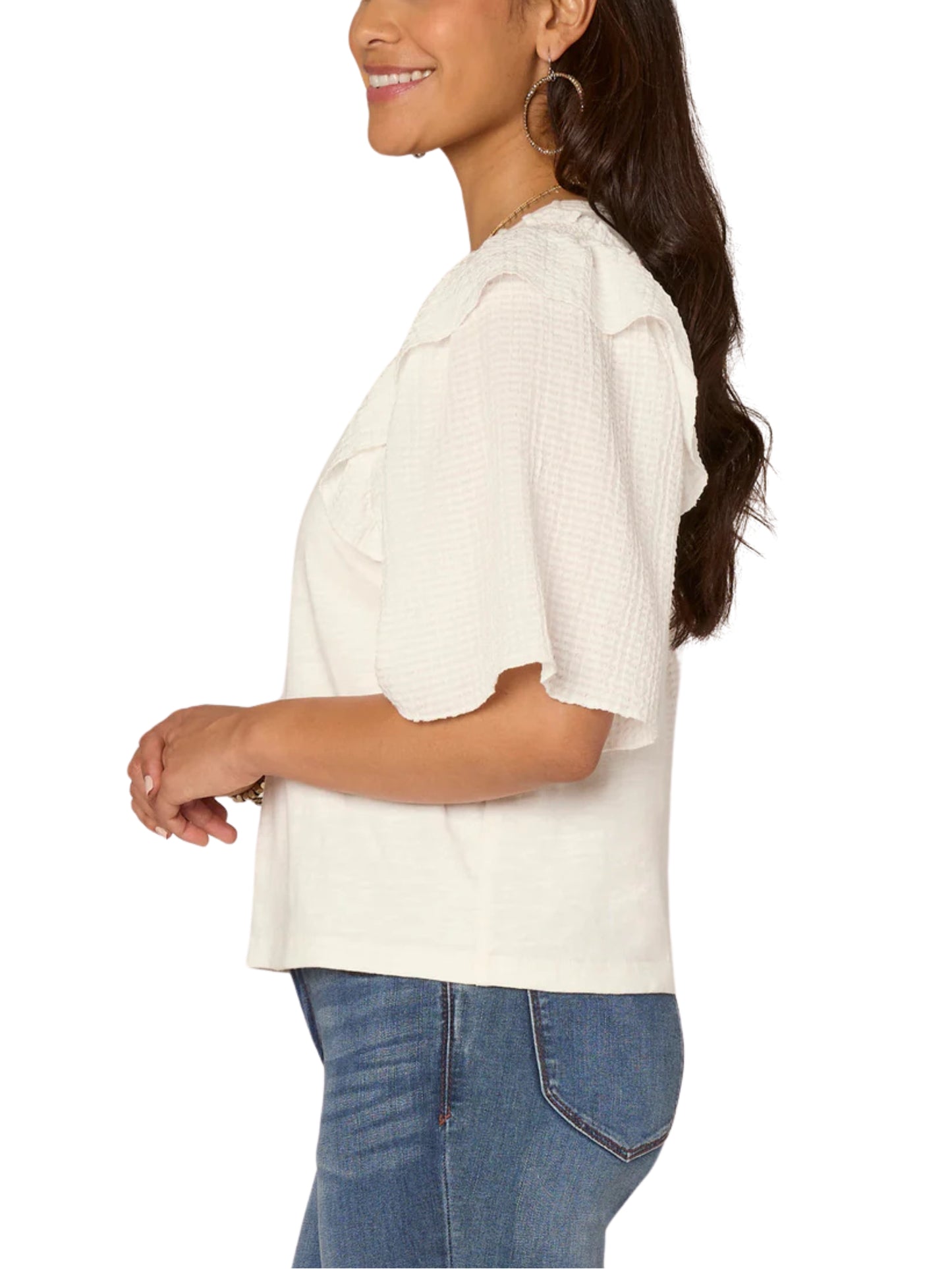 Blusa de manga 3/4 con volantes