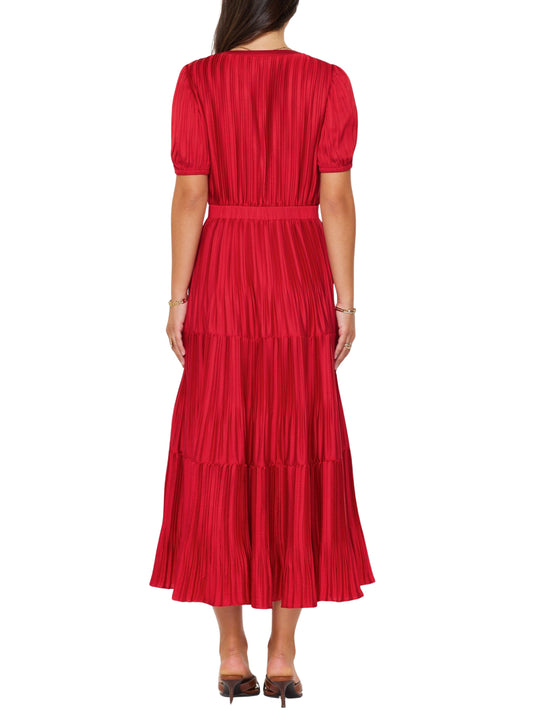 Maxi Vestido Rojo Plisado